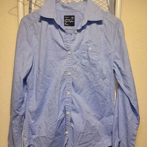 American Eagle Outfitters Light Blue Long-Sleeve Button-Down Shirt